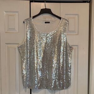 Avenue Shimmering Silver Sequin Tank Top